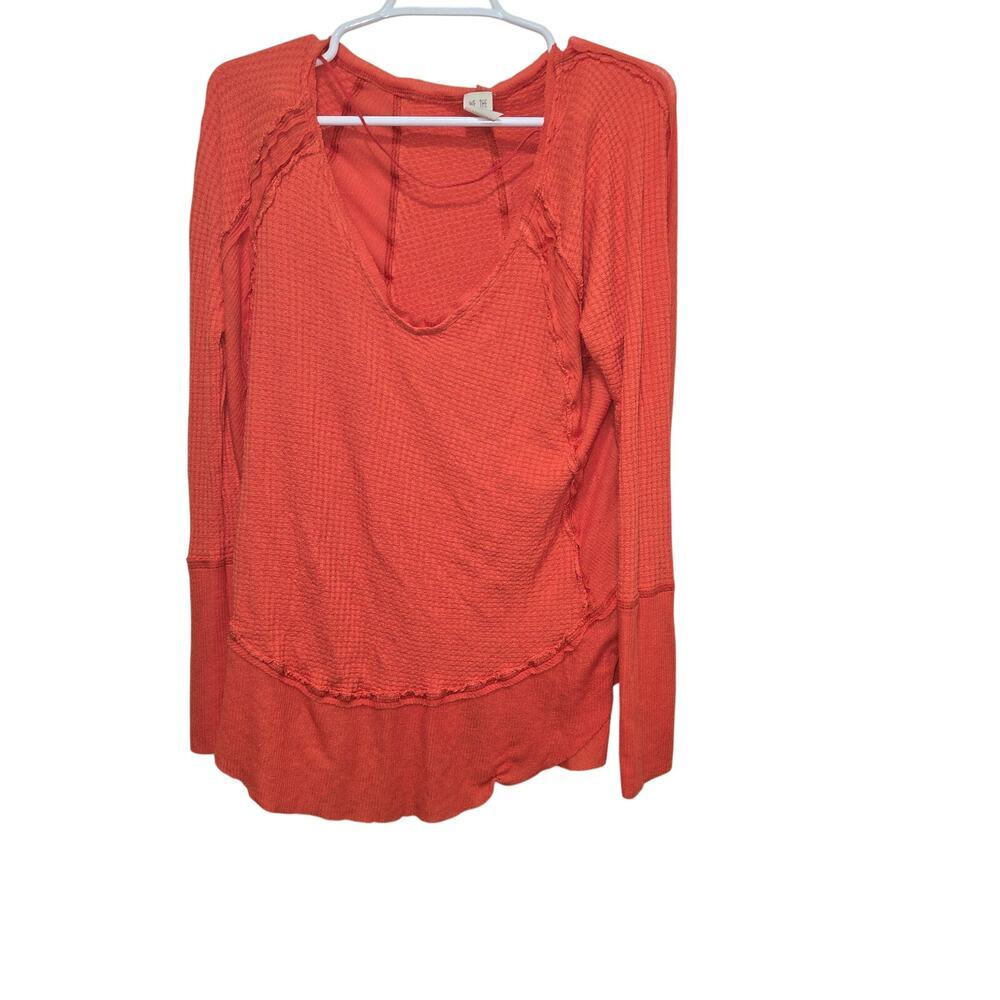 We The Free Waffle Knit Long Sleeve Tunic • Orange • OS